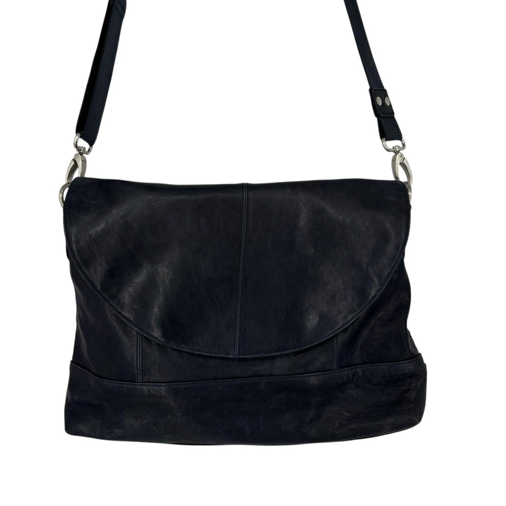 Ellington Leather Crossbody Messenger Bag Blue Flap Commuter Urban Boho Travel
